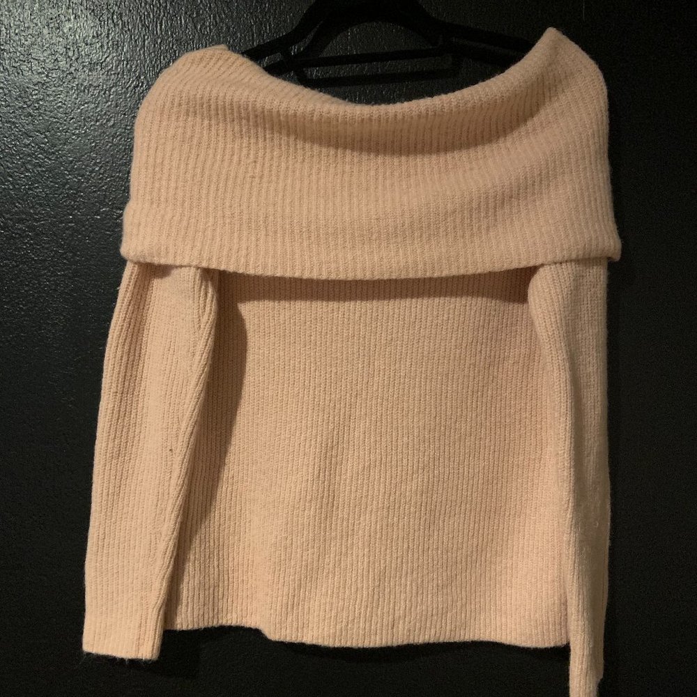 Off the Shoulder Soft Pink Sweater